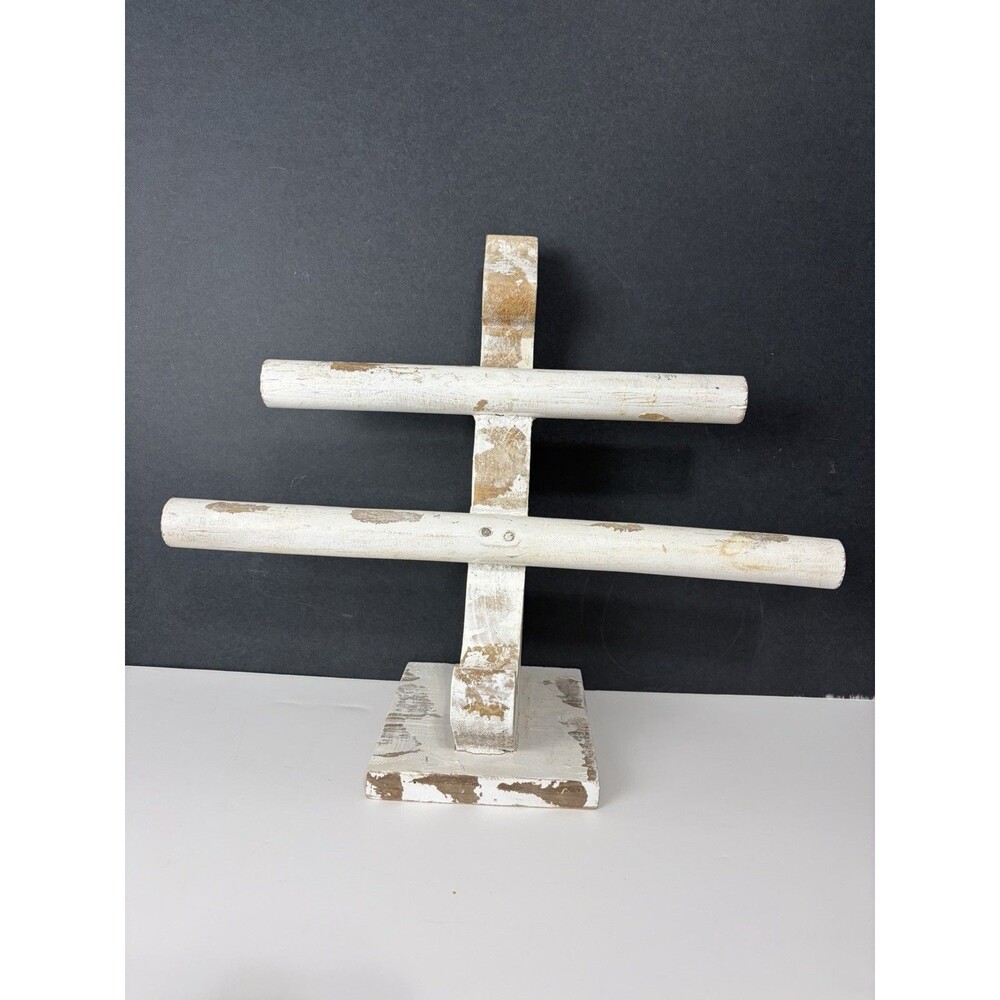 Wooden Jewelry Display Stand White Bracelet Necklace Watch Holder Organizer